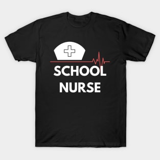 School Nurse white text design. Would make a great gift for School Nurses T-Shirt